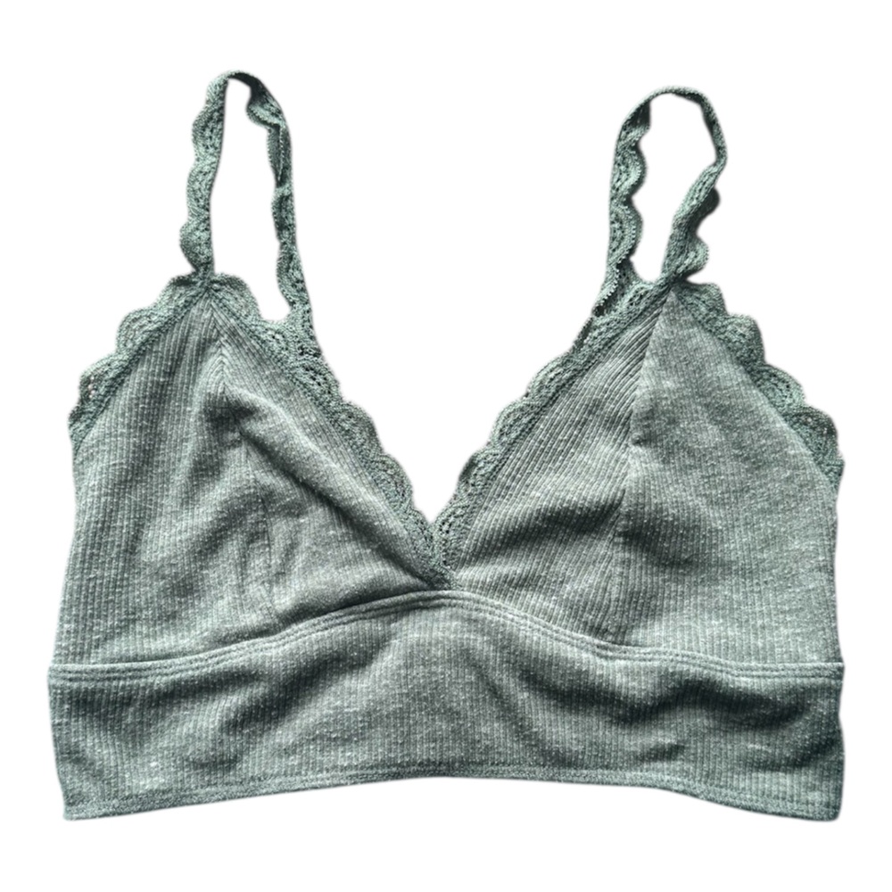 Victoria's Secret Scalloped Ribbed Bralette sage green